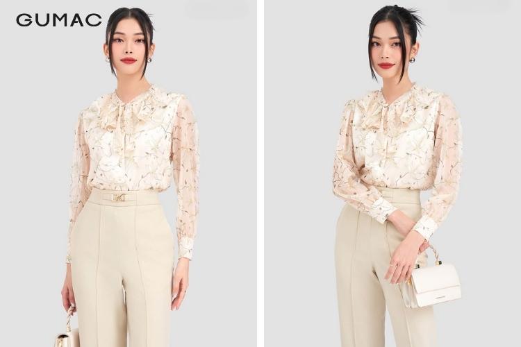 áo sơ mi nữ tay dài bó tinh tế